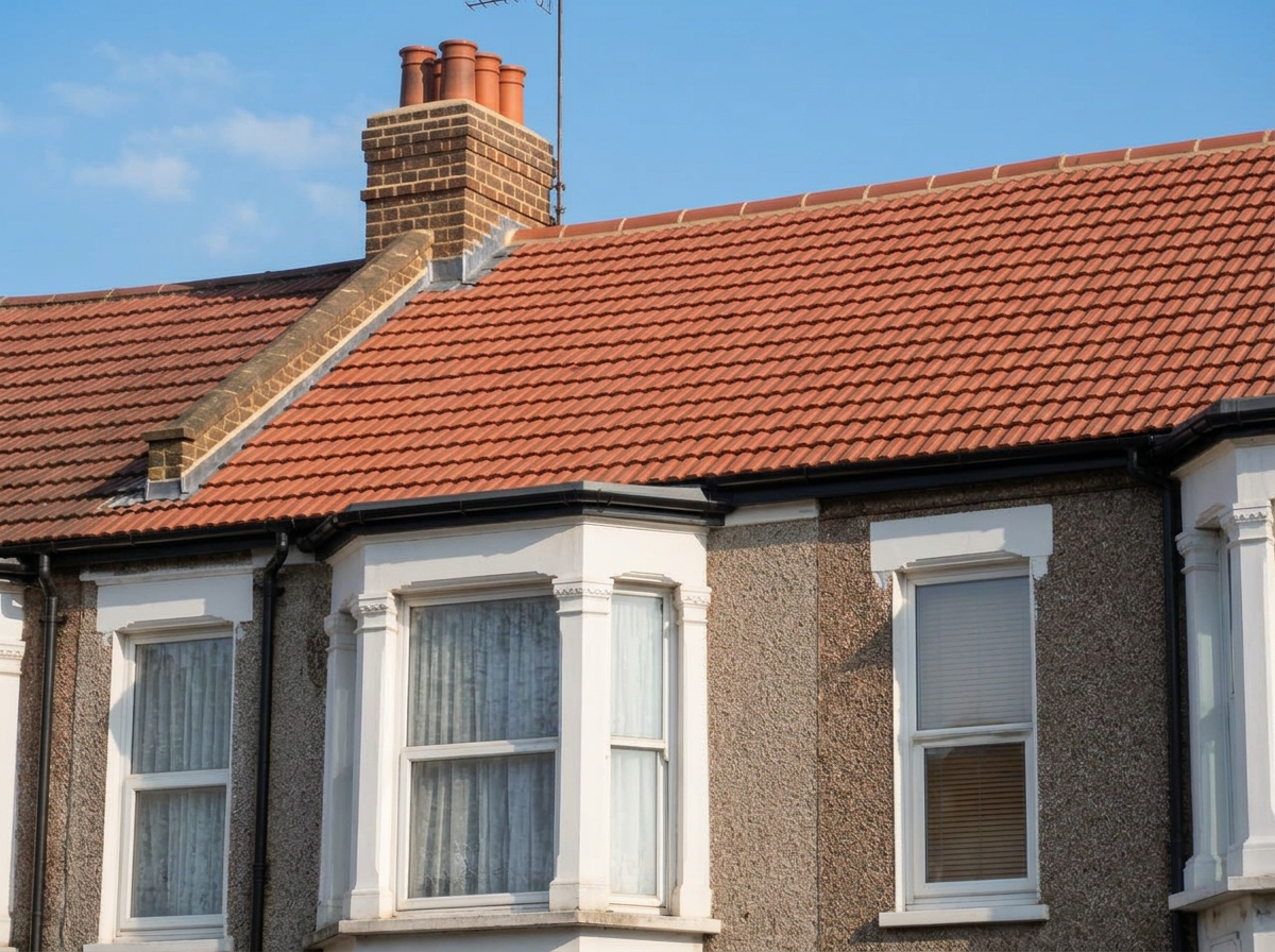 Same roof after a full retile with new ridge and gutters